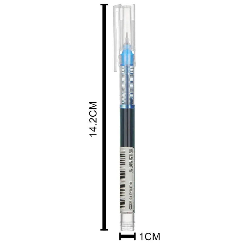 Simples Market gel pen with clear barrel and blue accents, 0.5mm rollerball