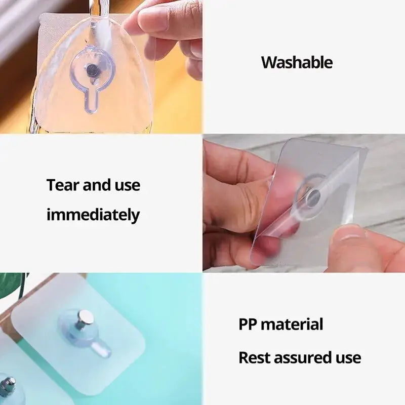 10 Pieces Transparent Traceless Self Adhesive Wall Nails For Photos Frames Murals Multipurpose Hangers No Drilling