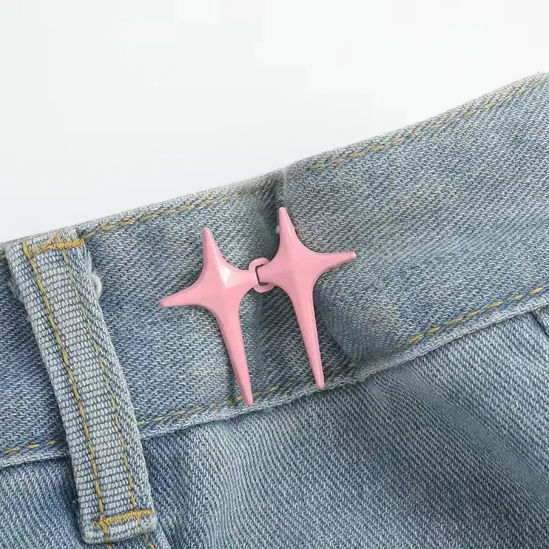 StarWear Star Shaped Waist Buckle Decorative Detachable Buttons No Sew Waist Adjustment Quick Easy Fit Zinc Alloy