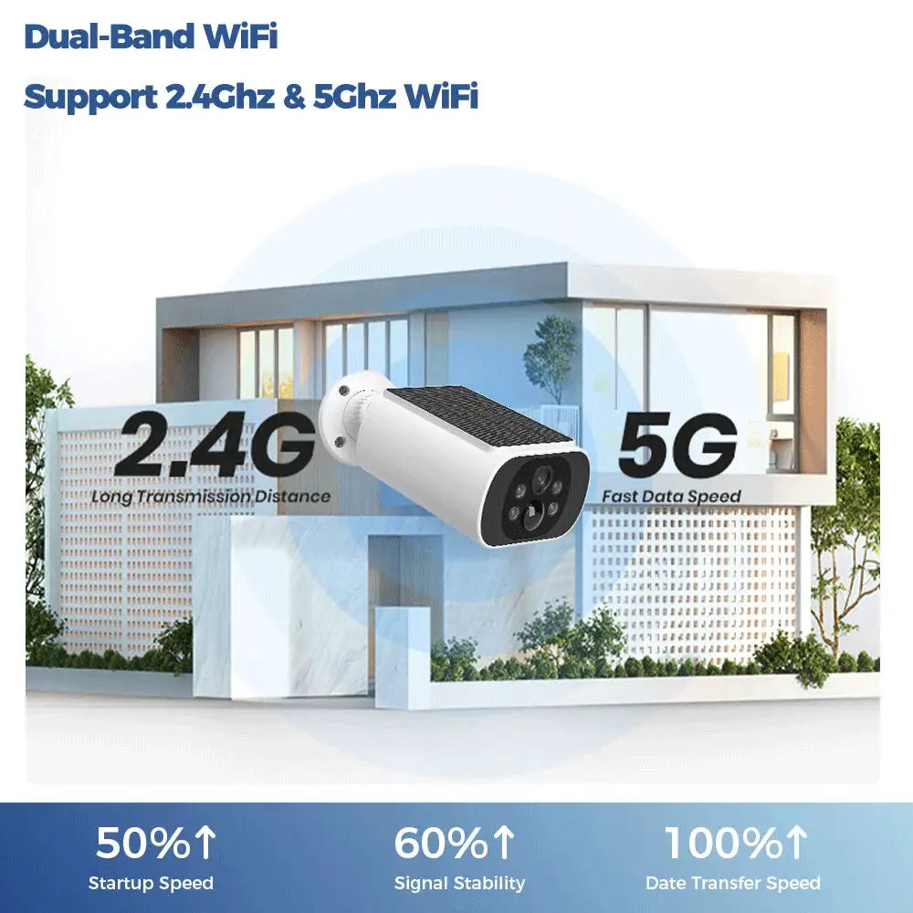 ALEVIO 2.5K Outdoor Solar Wireless Camera with AI Detection Human Pet Vehicle PIR Motion Light Night Vision and Battery