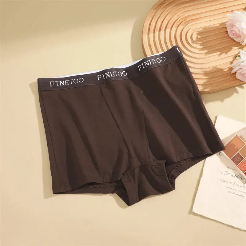 Women's cotton seamless boxer briefs, 3-pack in dark brown with Finetoo waistband