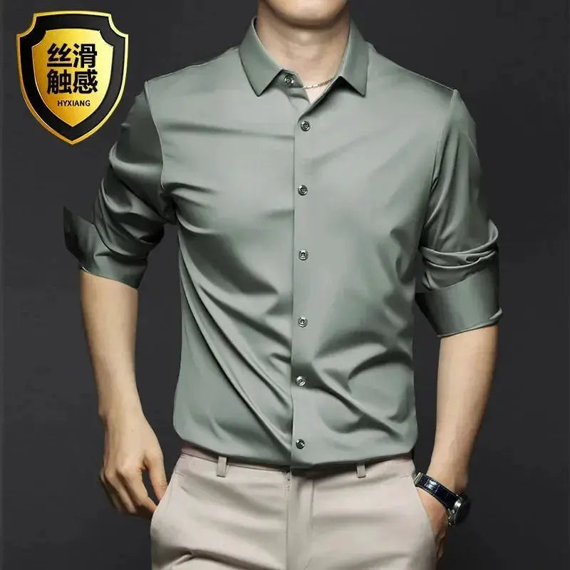 Mens Long Sleeve Non Iron Wrinkle Resistant Dress Shirt White For Business Professional Casual Wear S To 5XL