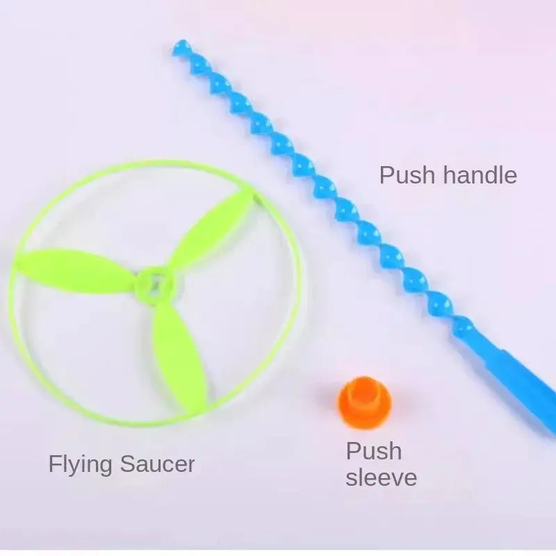 Twenty Piece Colorful Bamboo Dragonfly Plastic Hand Push Flying Toys For Kids Party Favors And School Goodie Bags