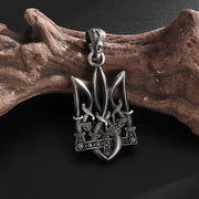 Retro Poseidon Trident Pendant Necklace, silver-tone zinc alloy, unisex fashion jewelry