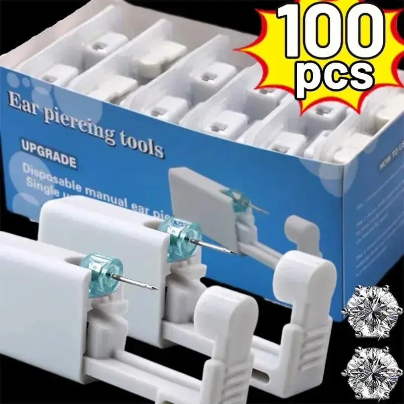 Disposable White Plastic Ear Piercing Gun Kit For Women And Men Sterile Safe Earring Tools