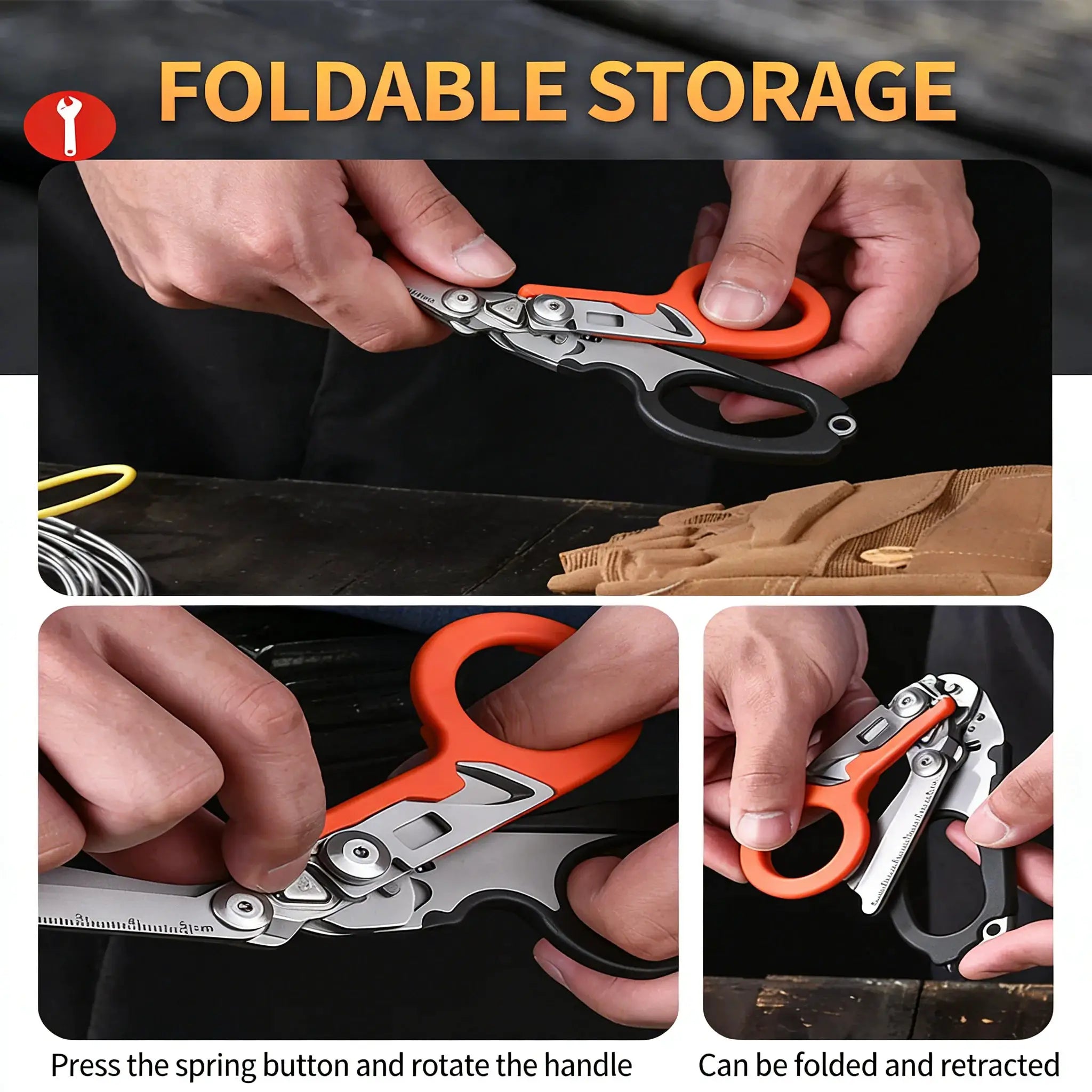 Multifunctional Emergency Response Shears With Strap Cutter And Glass Breaker For Outdoor Rescue