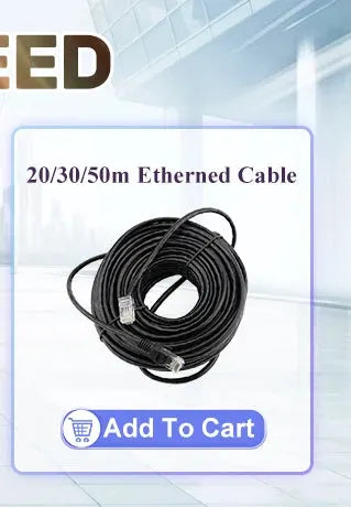 Black Ethernet cable coil with 20/30/50m lengths and Add To Cart button
