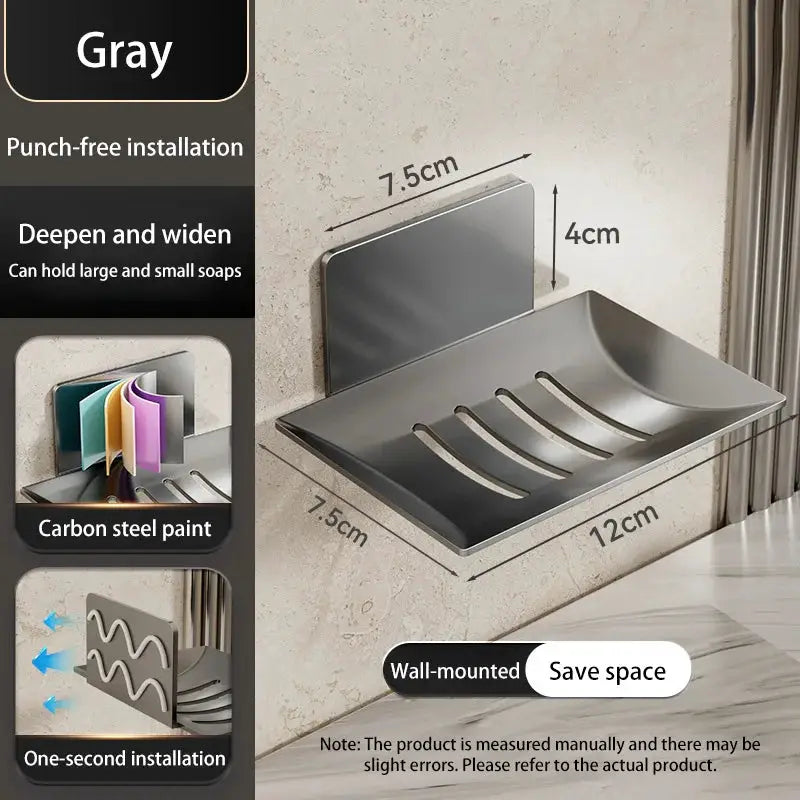 Apex Homeware Carbon Steel Soap Box Wall Mounted Non Perforated Base Rust Resistant Bathroom Soap Holder