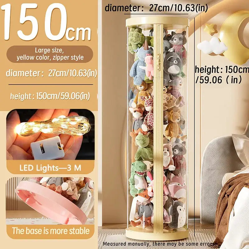Transparent Doll Storage Box For Plush Toys And Dolls DIY Zipper Tube Organizer Christmas Gift For Kids