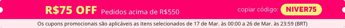 Promo banner from Simples Market offering R$75 off orders over R$550 with code NIVER75.