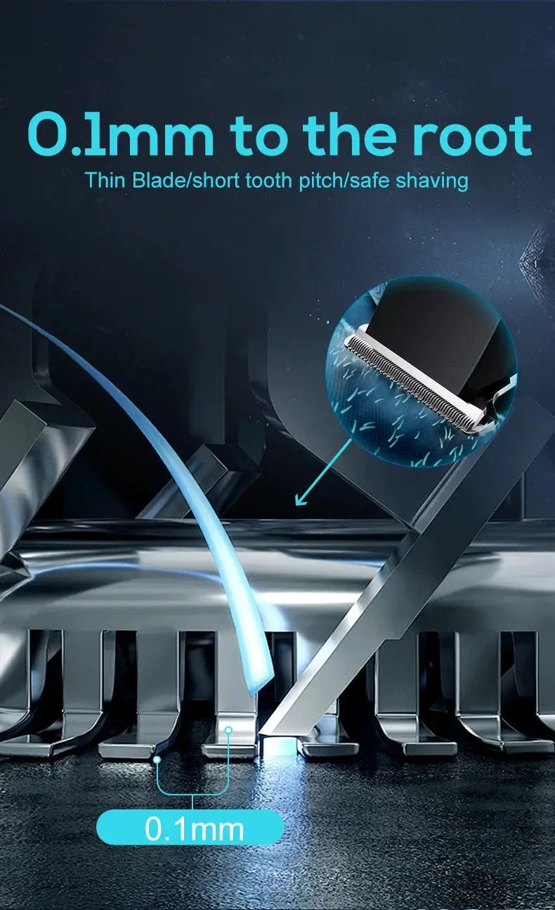 Hair clipper with adjustable cutter head and 0.1mm blade gap, USB charging