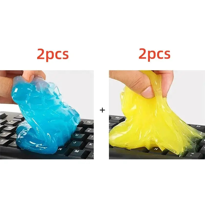 NewAuto cleaning gel pad set; 4-piece blue and yellow dust remover for car and keyboard by Simples Market