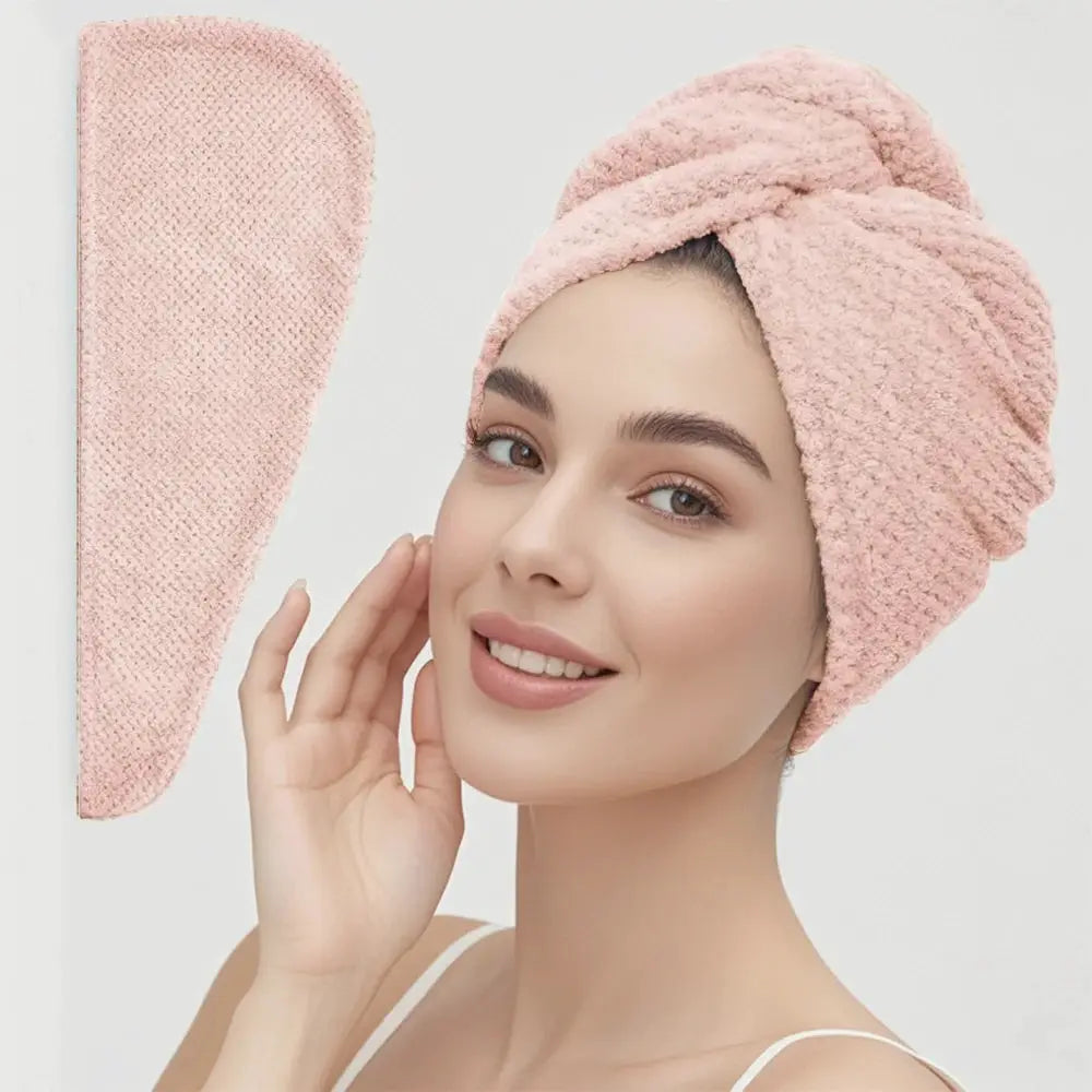 SilkNest Textured Dry Hair Cap Towel Wrap Absorbent Polyester And Polyamide Quick Dry For Secure Coverage