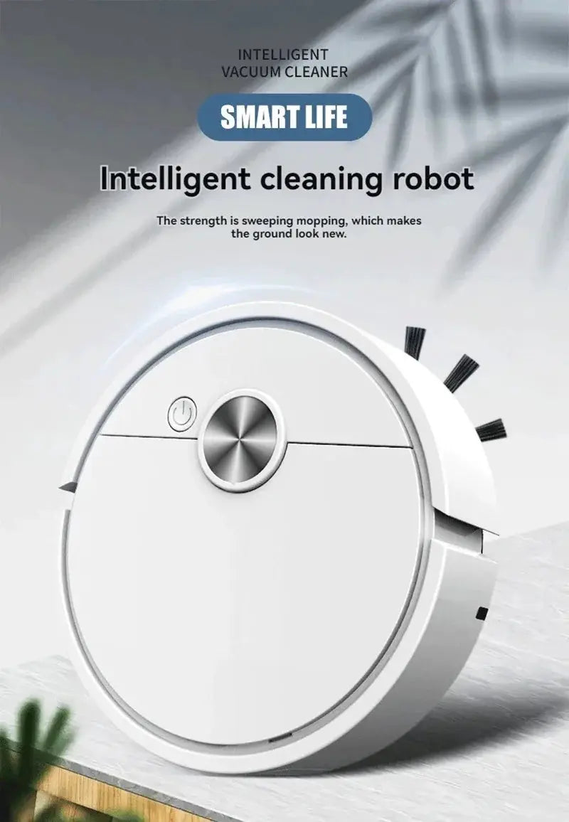 Smart vacuum cleaning robot mini by Simples Market, white round autonomous mop-sweeping robot