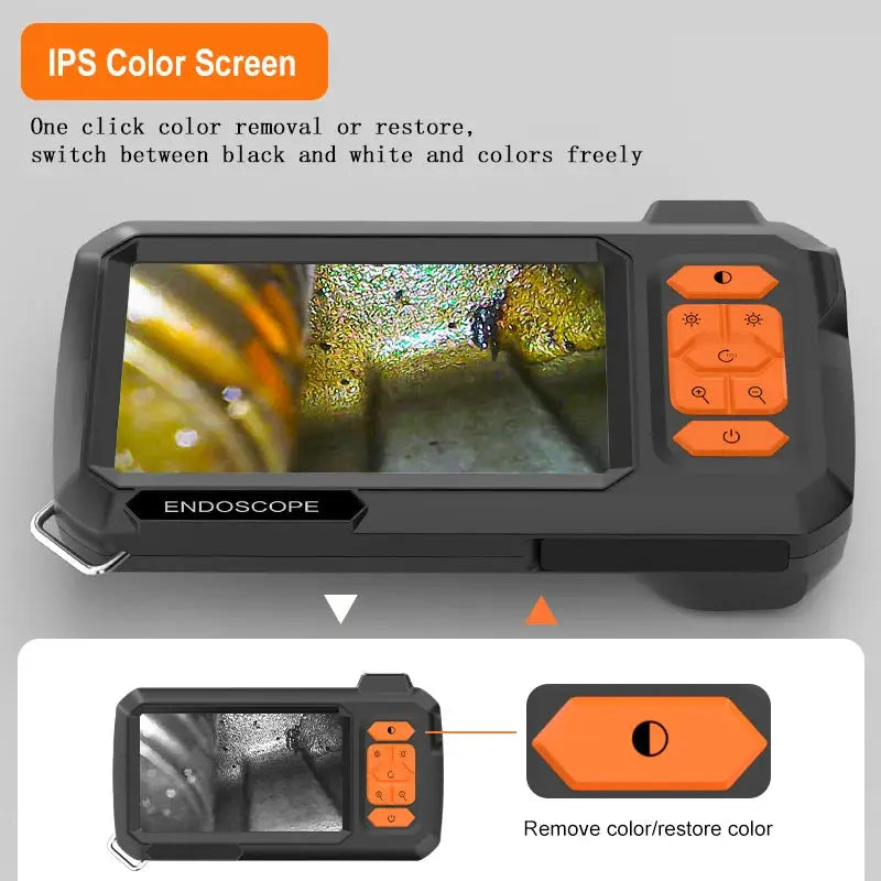 Detachable Borescope 8mm Camera 1080P HD with 4.3 Inch IPS Screen IP67 Endoscope for Piping and Engine Inspection