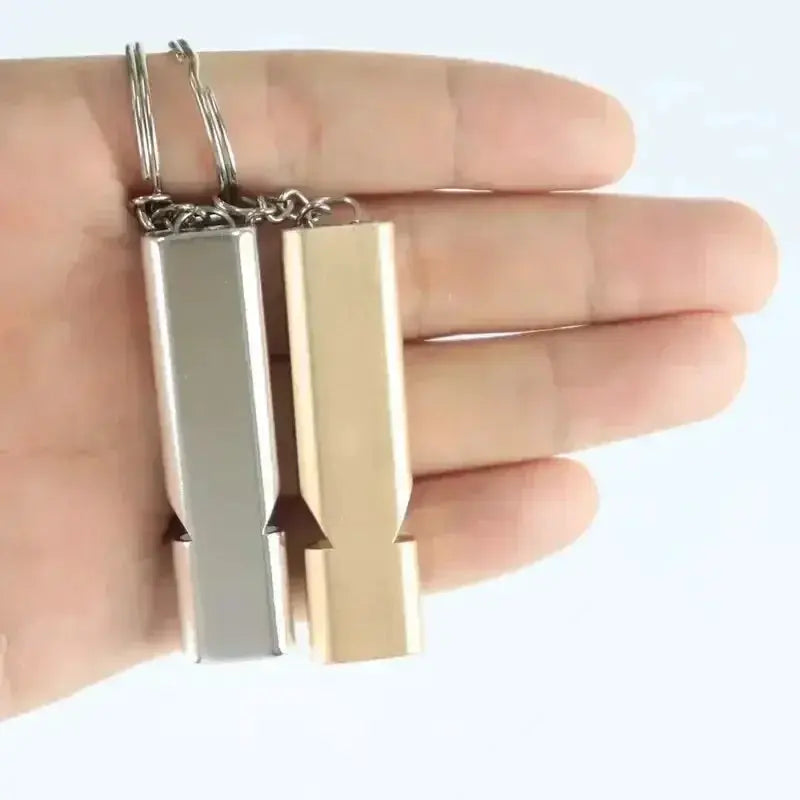 Flat Aluminum Alloy Dual Frequency Survival Whistle Compact EDC Emergency Tool For Outdoor Adventures And Hiking