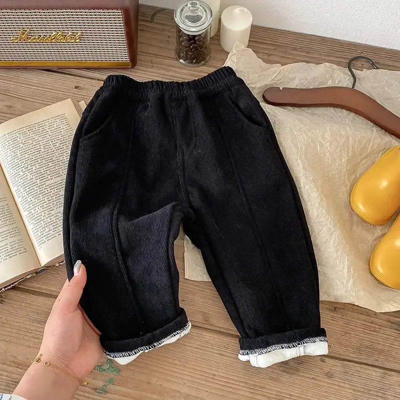 Milancel Boys Straight Jeans Pants With Elastic Waistband All Seasons Solid Color Ages One To Six