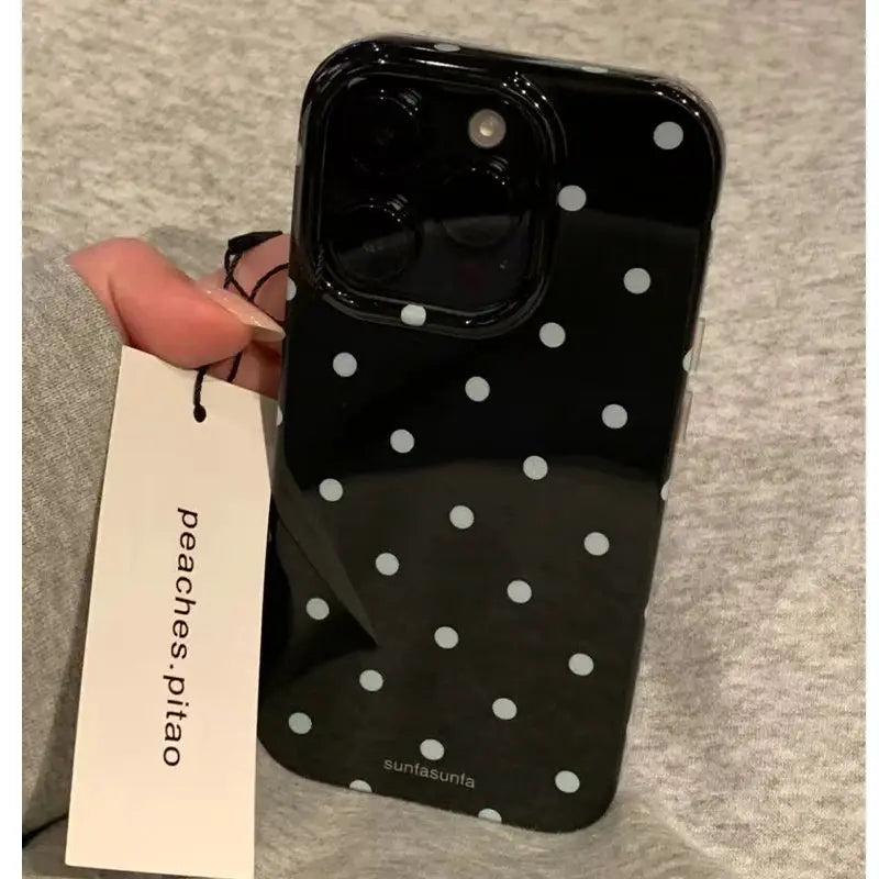 PolkaGuard Polka Dot Phone Case Shockproof Minimalist Silicone Back Cover for IPhone 11 12 13 14 15 16 17 Pro Max Mini