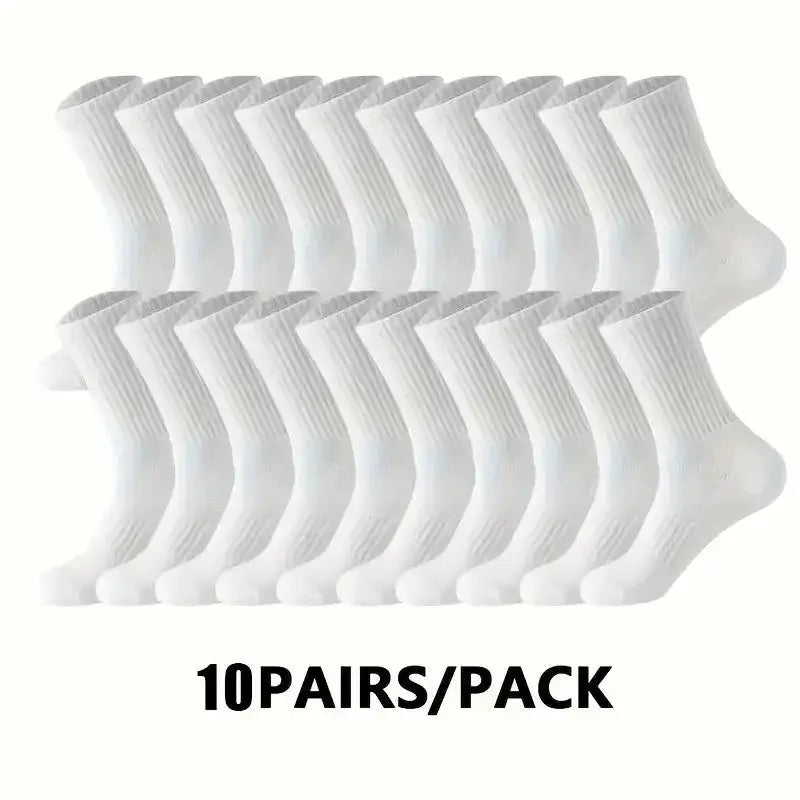 Neutral Solid Color Crew Socks Pack 5 10 20 Pairs Breathable Sweat Absorbing All Season Polyester Elastane Blend