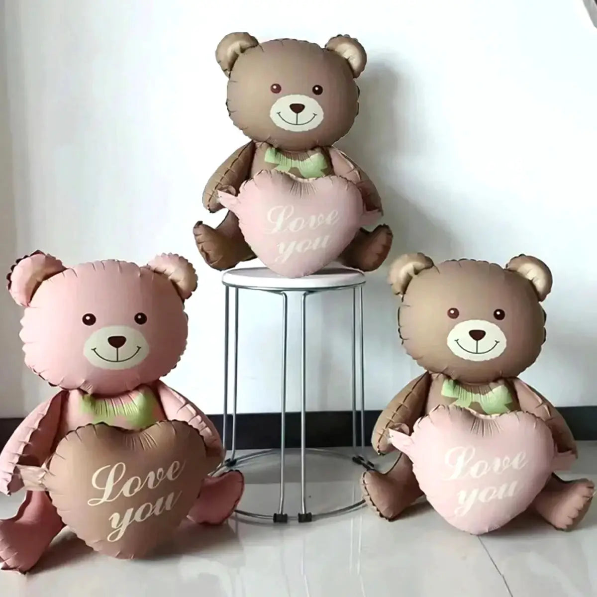 3D Lying Cartoon Matte Heart Bear Aluminum Film Balloon For Birthday Party Valentines Day Baby Shower Decor