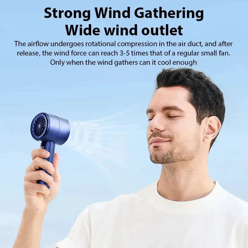 Mini handheld fan Simples Market; blue USB rechargeable personal cooling device for travel
