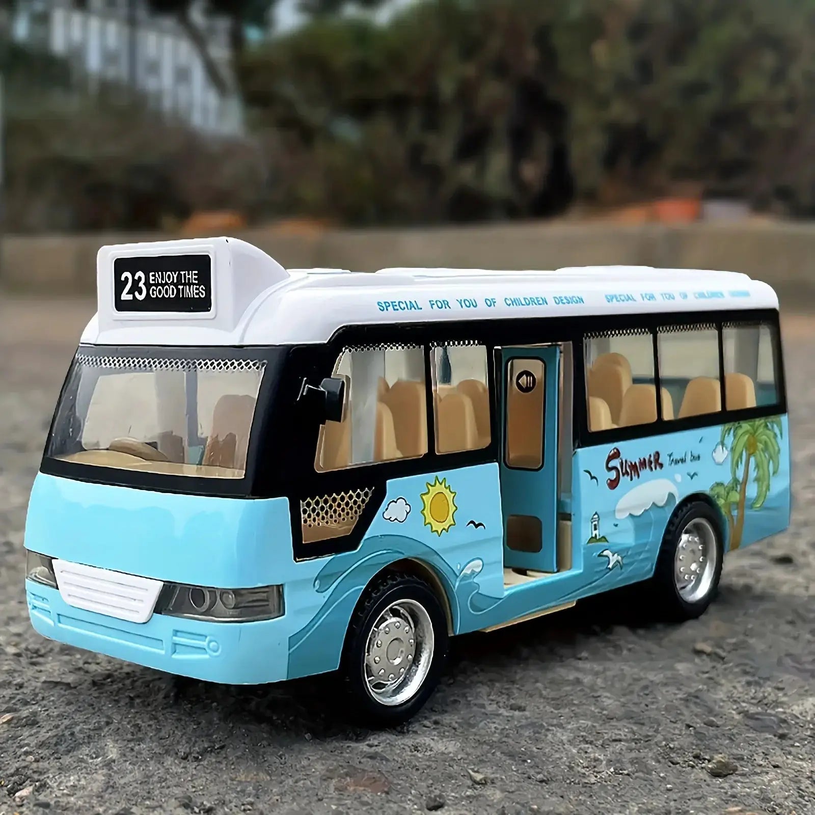 City Bus Die Cast Toy Car For Boys And Girls Airport Theme With Pull Back Action Lights Sound Open Doors