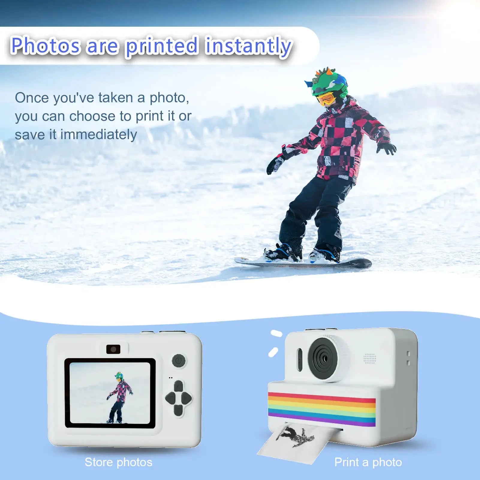 Kids Digital Camera With Mini Thermal Printer Two Point Eight Inch Screen HD Video Instant Photo Print Toy Gift