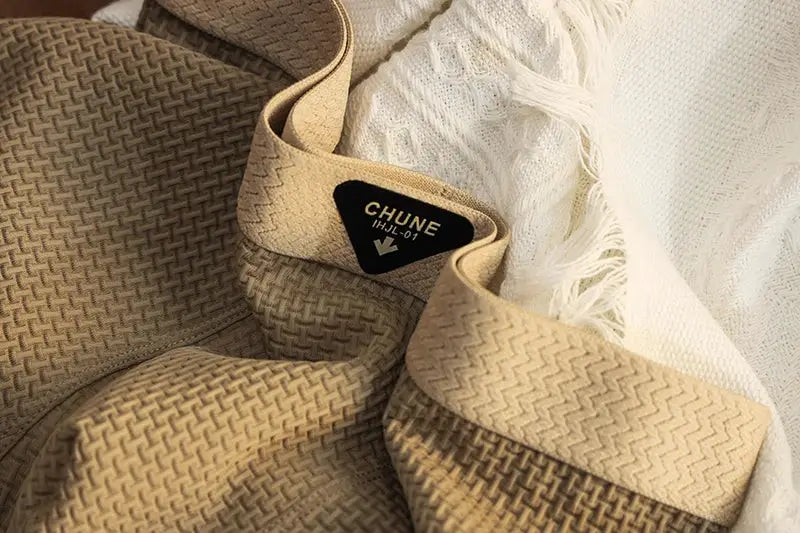 Men's boxer shorts ice-silk fabric close-up in beige with CHUNE label, 1pc