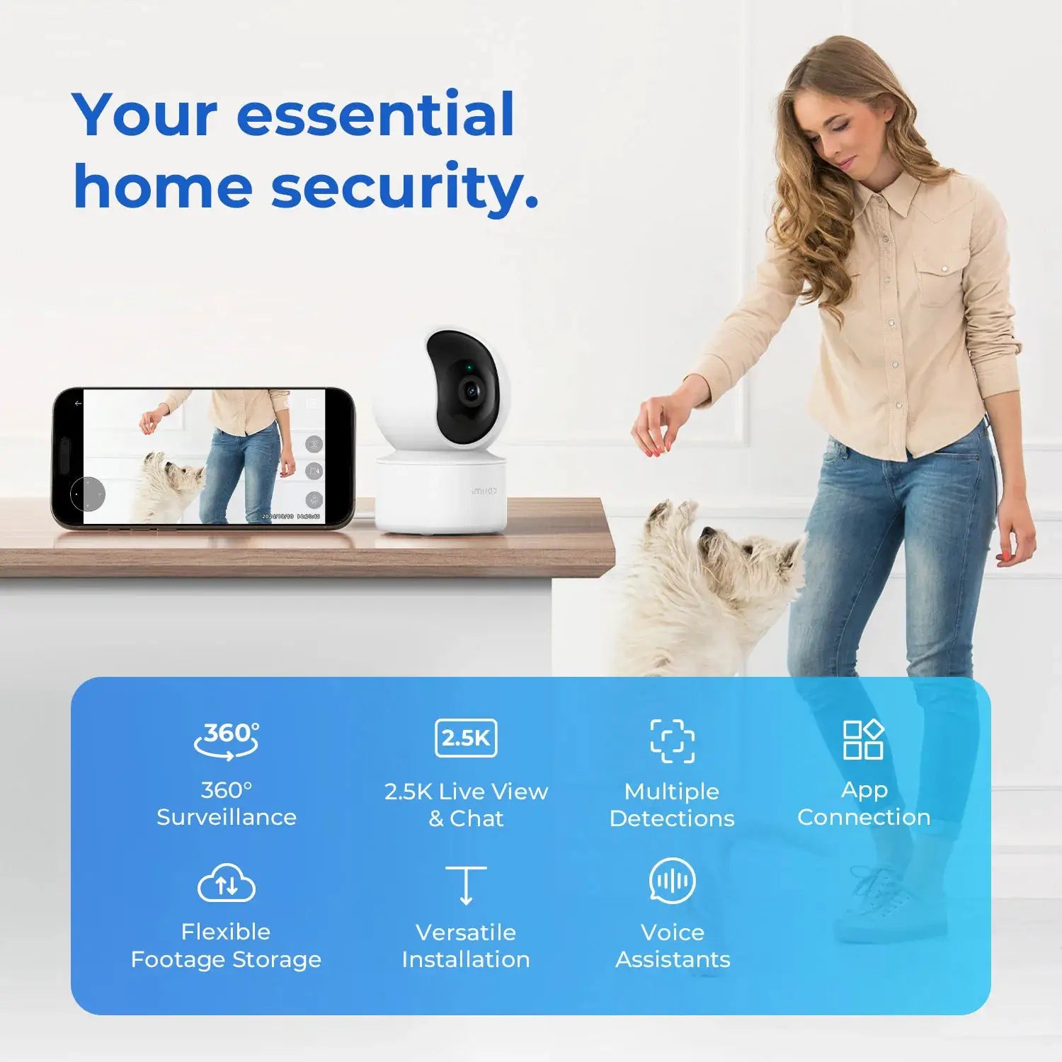 IMILAB C21 WiFi Camera by Simples Market; white indoor PTZ baby monitor with 2.5K live view