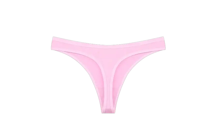 Pink seamless cotton thong underwear, low-waist T-back design, soft and flexible