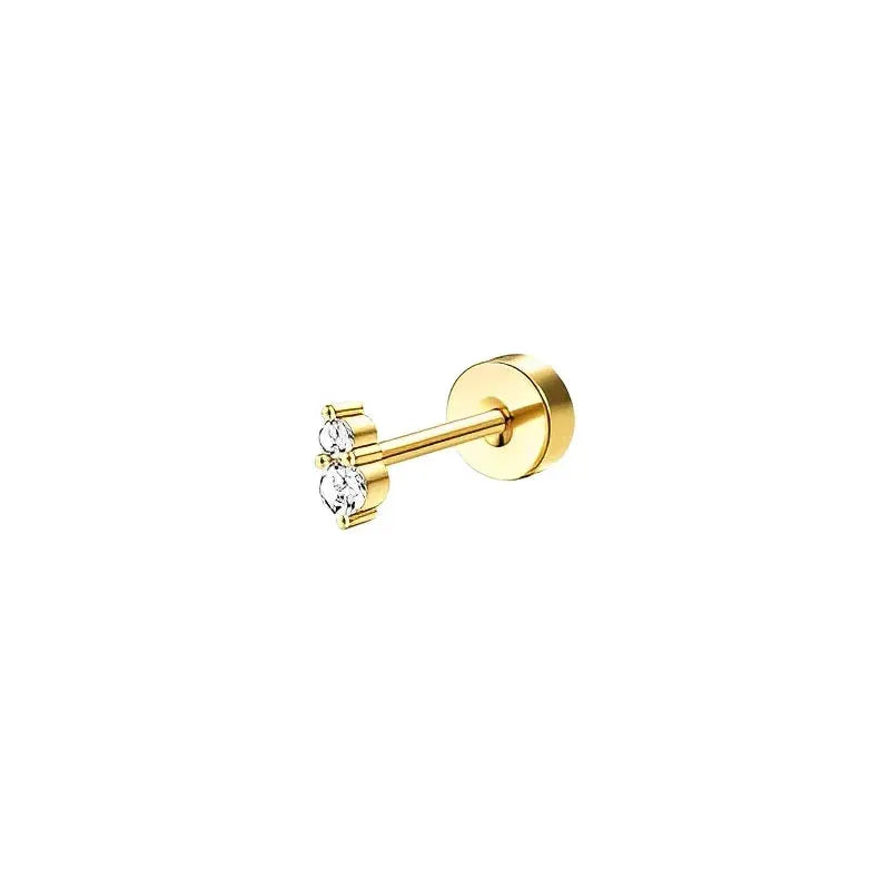 Bobisty 1pc Surgical Stainless Steel Earrings Dainty Flat Back Stud Hoop Cartilage For Sensitive Ears Women