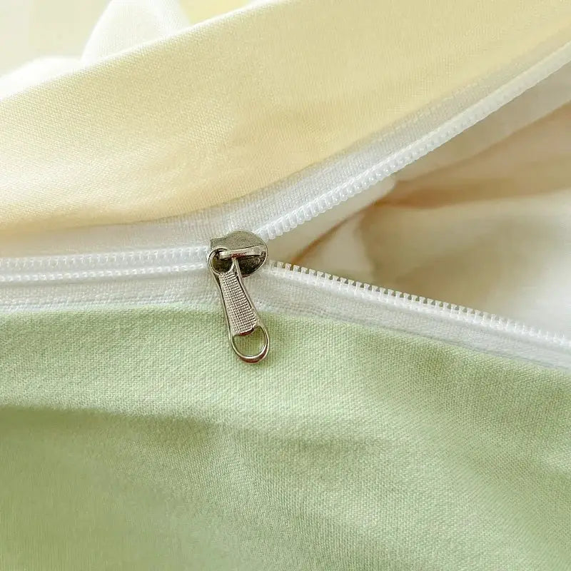 Simples Market duvet cover set, 4-piece, 2-side solid color brush fabric in pastel yellow/green with zipper closure