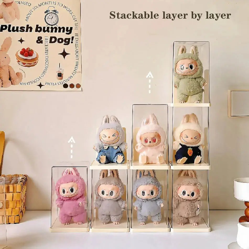 Labubu Transparent Display Box Stackable Vinyl Figurine Storage Rack For Blind Boxes And Collectibles
