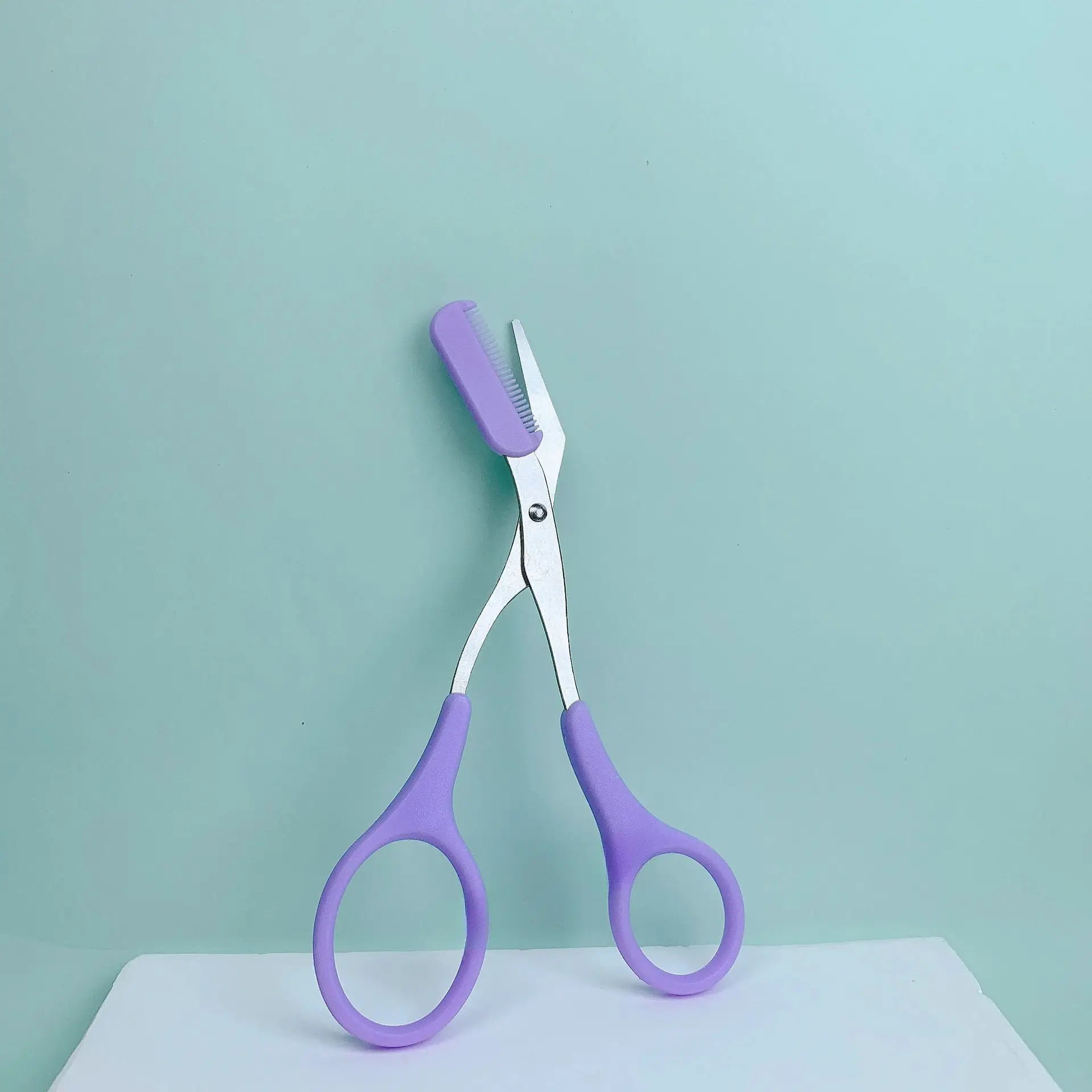 Pink Eyebrow Trimming Scissors With Built In Comb Stainless Steel Precision Grooming Tool For Perfect Eyebrows