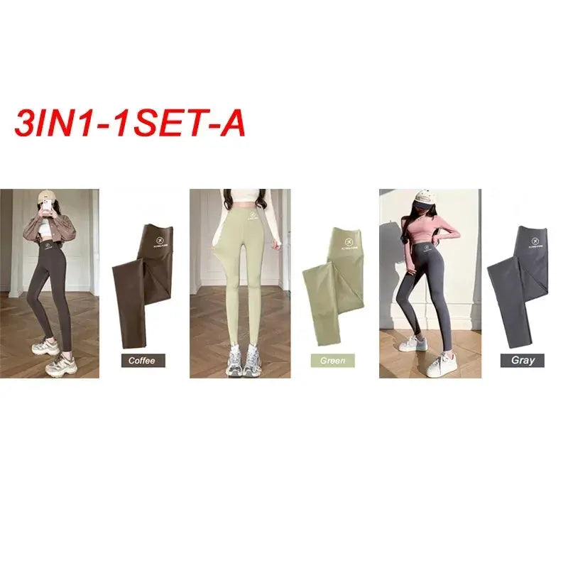 Shark Pants women's high-waisted yoga tights set in multiple colors by Simples Market