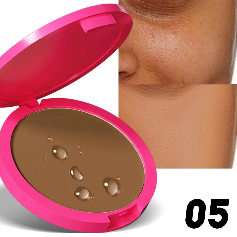 Kafurux Natural Matte Pressed Powder Oil Control Brighten Whitening Foundation Compact Concealer Makeup