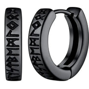 Stainless Steel Viking Rune Hoop Earrings Unisex 12mm Huggie For Men Women Nordic Religious Jewelry