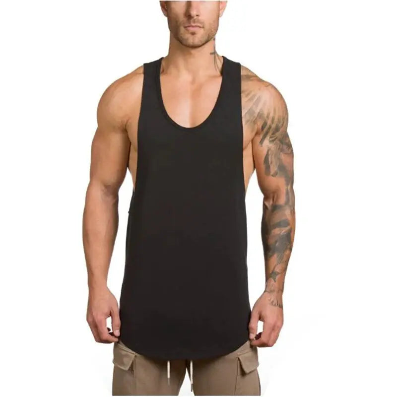 Muscle tank top by Simples Market, black cotton breathable sleeveless T-shirt for men