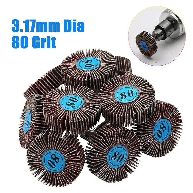80 Grit Flap Wheel Discs With 3.0mm Shank For Dremel Rotary Tools Louver Grinding Sanding Pack
