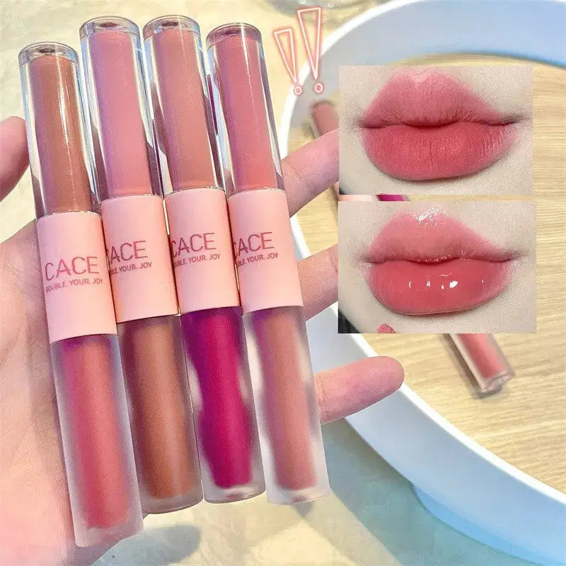 LuxeLips Double End Lip Glaze With Gloss And Matte Velvet Finish For Long Lasting Color And Hydration