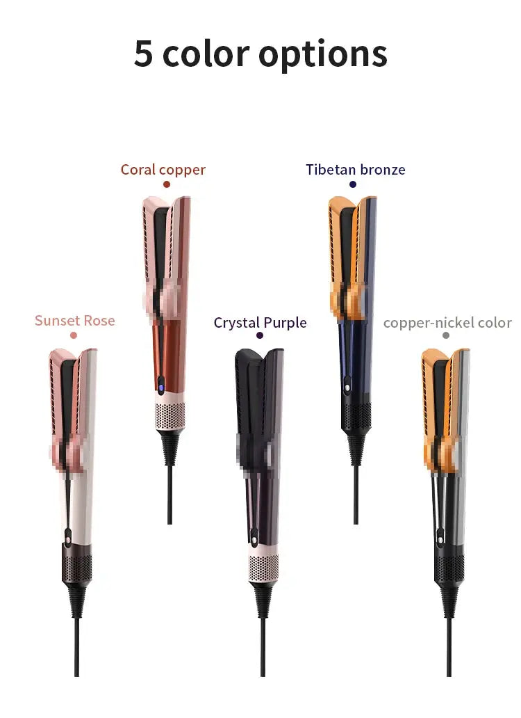 Simples Market HT01 hair straightener in five colors: coral copper, sunset rose, tibetan bronze, crystal purple.
