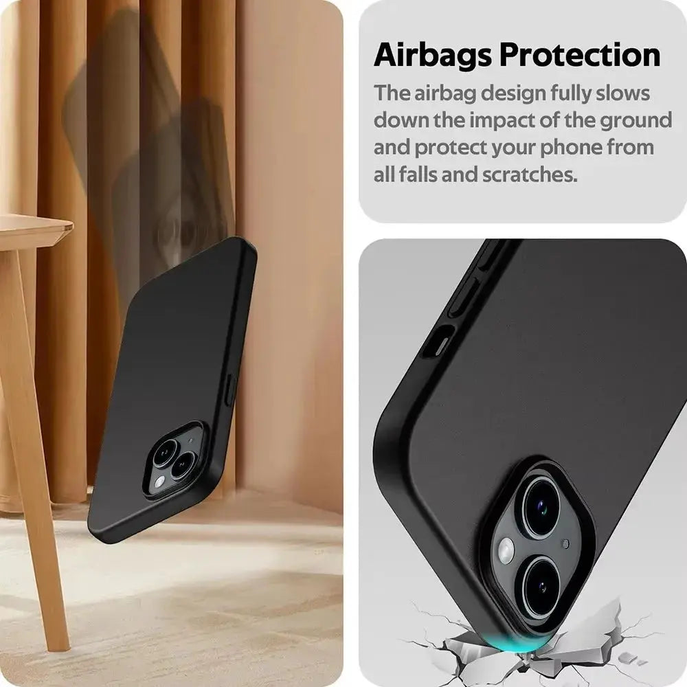 LuxGuard Luxury Matte Silicone iPhone Case Full Coverage for iPhone 7 to 16 Plus Mini Black