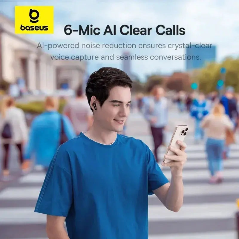 Baseus EP10 Pro ANC wireless earbuds, 6-mic AI clear calls, Simples Market logo visible