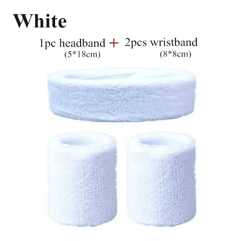 Fashion Sports Headband And Wristband Towel Set Sweatband Cotton Blend For Women And Men Cycling Gym Basketball Tennis
