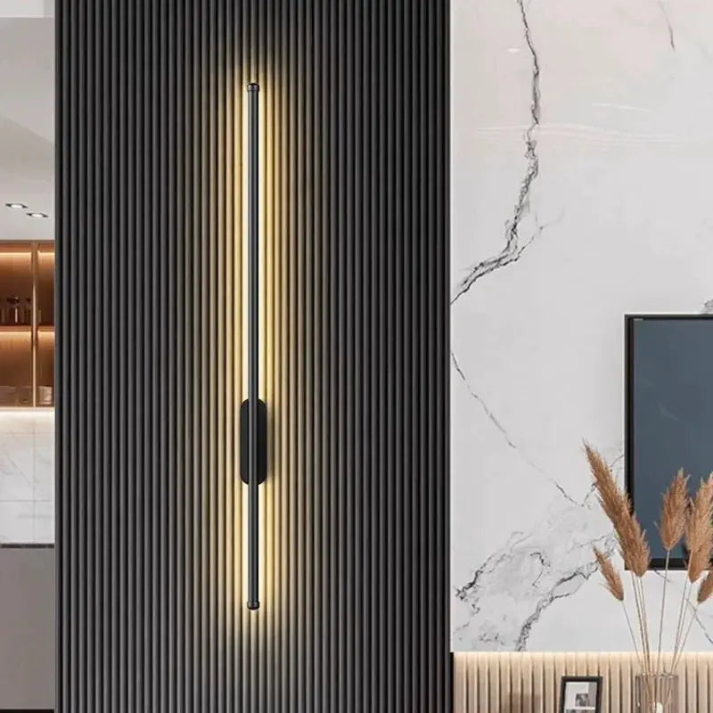 LED wall lamp fixture, black metal vertical wall light with remote, USB rechargeable, dimmable tri-color