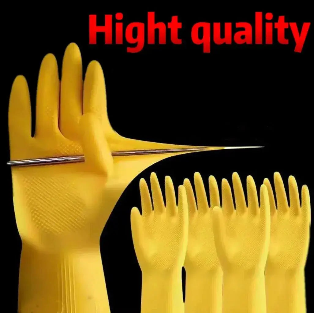 Latex dishwashing gloves by Simples Market, yellow waterproof kitchen gloves set