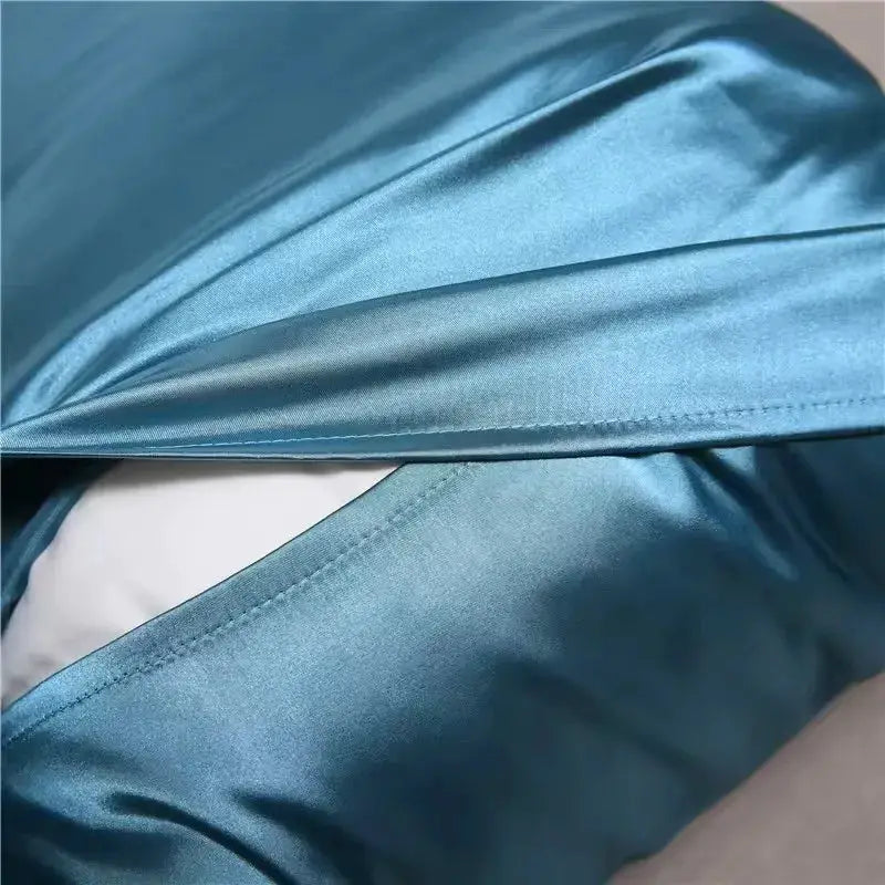 Silk satin pillowcase in blue, Standard/Queen size, 1pc