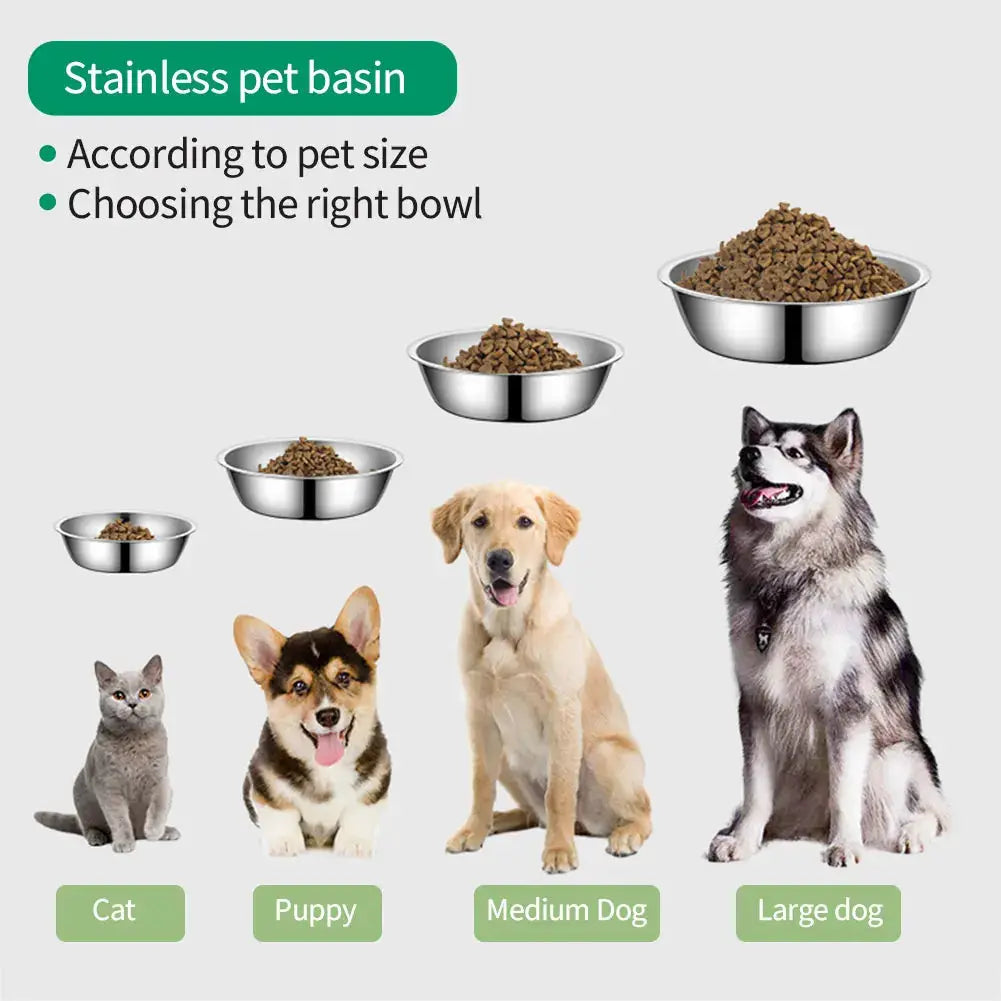 Large Capacity Stainless Steel Pet Bowl For Dogs And Cats Durable Metal Feeding Drinking Bowl