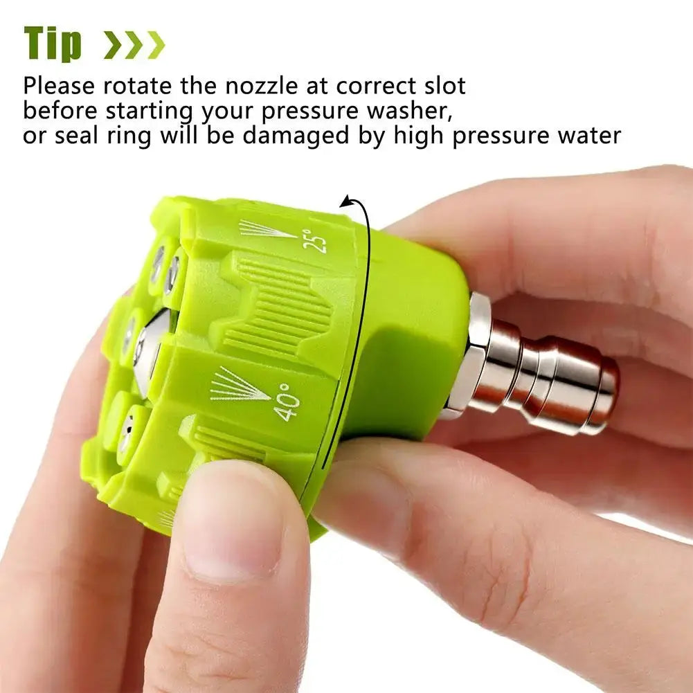 High Pressure Washer Spray Nozzle Six In One Rotating Tip 0 15 25 40 Degree Quick Connect Garden Cleaning