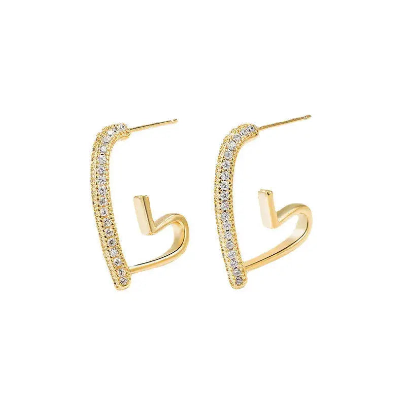 925 Silver Needle Heart Earrings For Women Korean Fashion Crystal Jewelry 2026 Trending Luxury Hoop Earrings